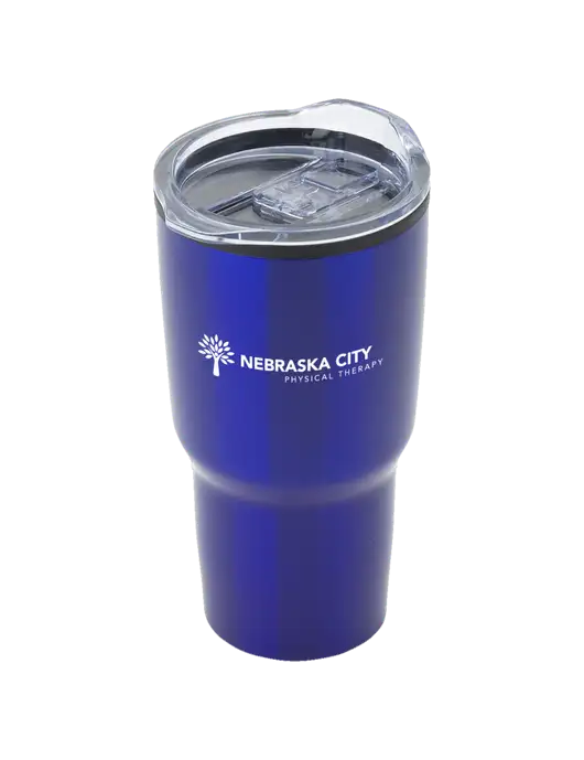 Odyssey Blue 30 oz Travel Tumbler w/Nebraska City Logo