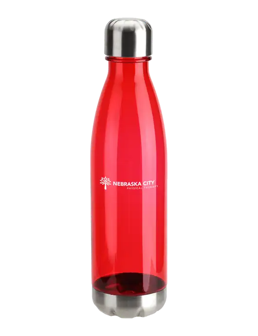 Bayside Tritan Red 25 oz Bottle with Stainless Base and Cap w/Nebraska City Logo