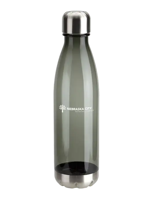 Bayside Tritan Smoke 25 oz Bottle with Stainless Base and Cap w/Nebraska City Logo