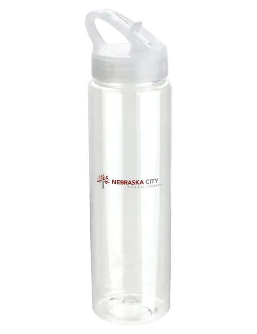 Buddy Clear 32 oz PET Bottle with Flip Lid w/Nebraska City Logo