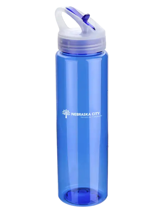 Buddy Blue 32 oz PET Bottle with Flip Lid w/Nebraska City Logo