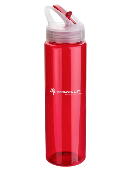 Buddy Red 32 oz PET Bottle with Flip Lid w/Nebraska City Logo