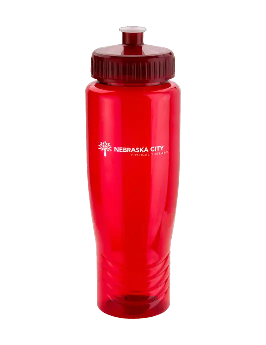 Roam Red 28 oz Eco-Polyclear Bottle with Push Pull Lid w/Nebraska City Logo