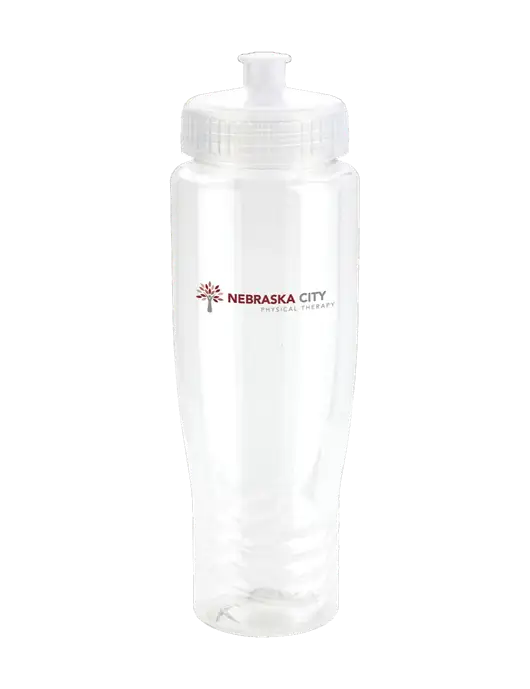 Roam Clear 28 oz Eco-Polyclear Bottle with Push Pull Lid w/Nebraska City Logo