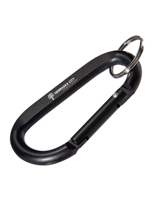 Black Carabiner & Key Ring w/Nebraska City Logo