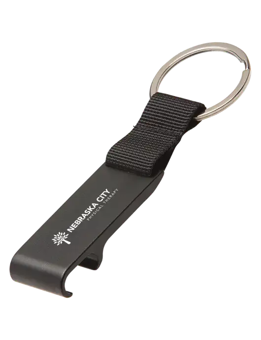 Black Bottle Opener & Key Ring w/Nebraska City Logo