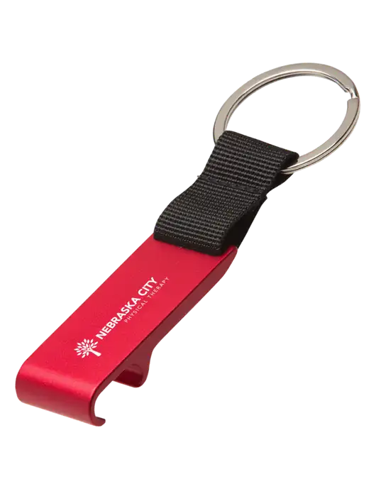 Red Bottle Opener & Key Ring w/Nebraska City Logo