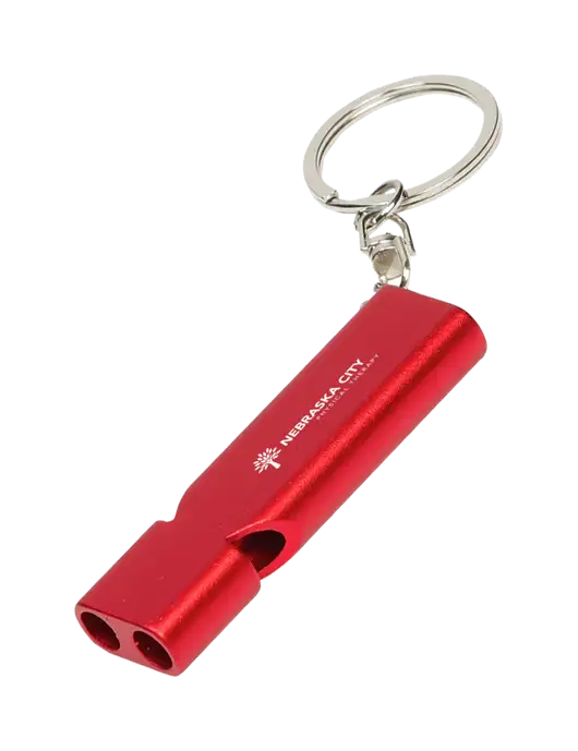 Quick Alert Red Safety Whistle w/Nebraska City Logo