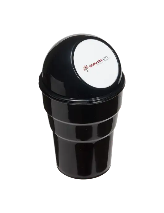 Black Car Cup Holder Trash Can w/Nebraska City Logo