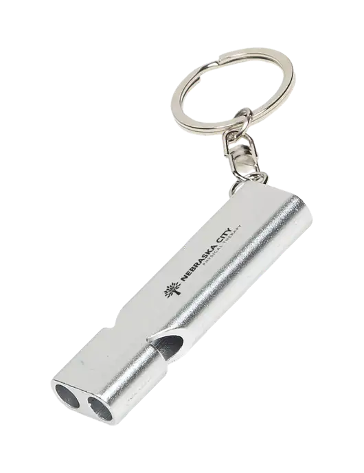 Quick Alert Silver Safety Whistle w/Nebraska City Logo