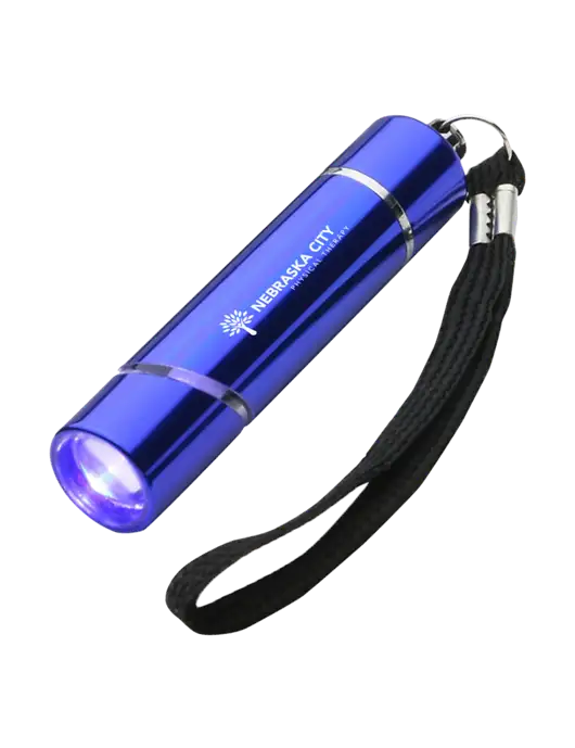 Blue Aluminum Scope LED Flashlight w/Nebraska City Logo
