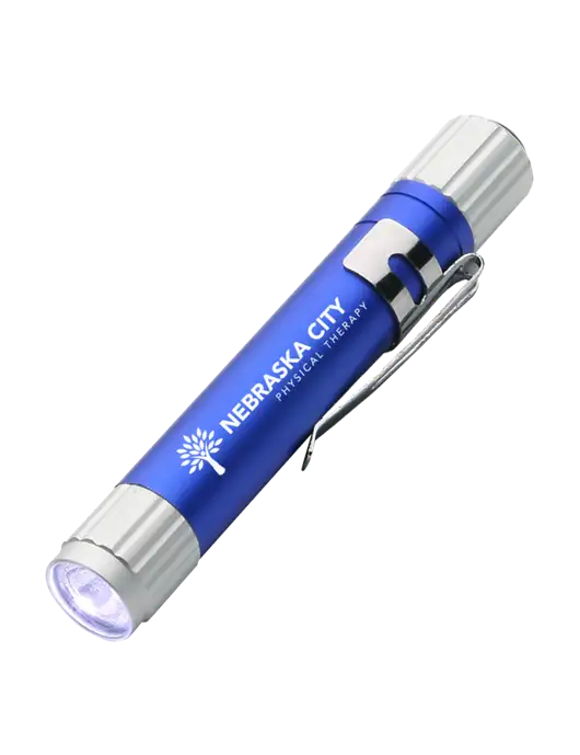 Blue Aluminum LED Penlight w/Nebraska City Logo