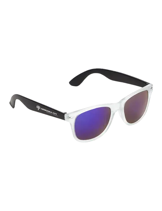 Key West Black Mirrored Sunglasses w/Nebraska City Logo