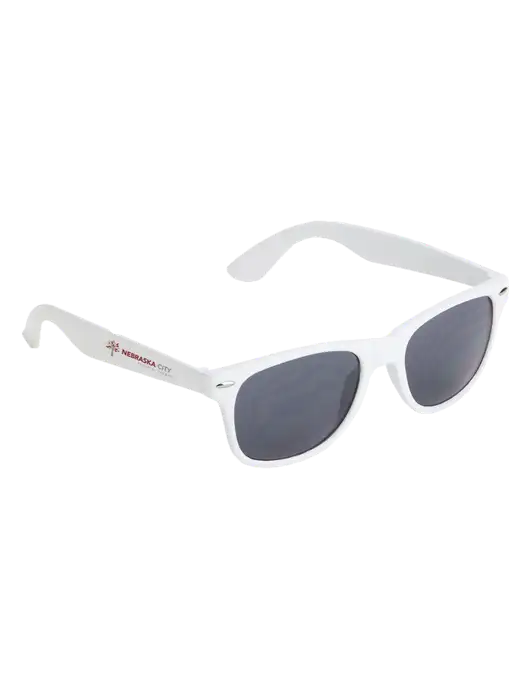 Daytona White Sunglasses w/Nebraska City Logo