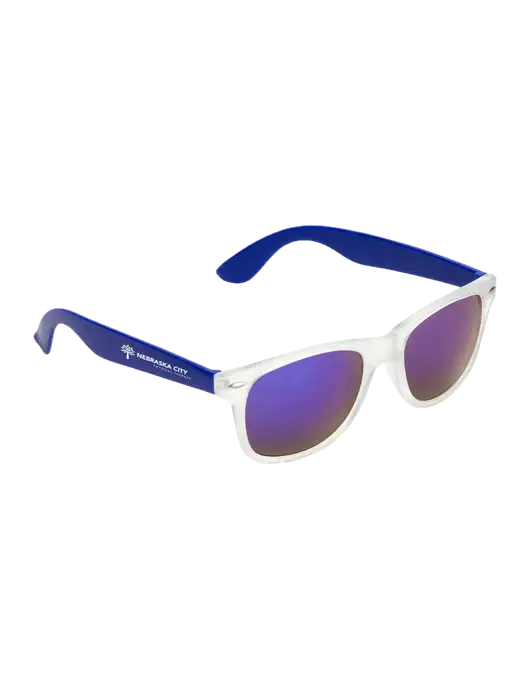 Key West Blue Mirrored Sunglasses w/Nebraska City Logo