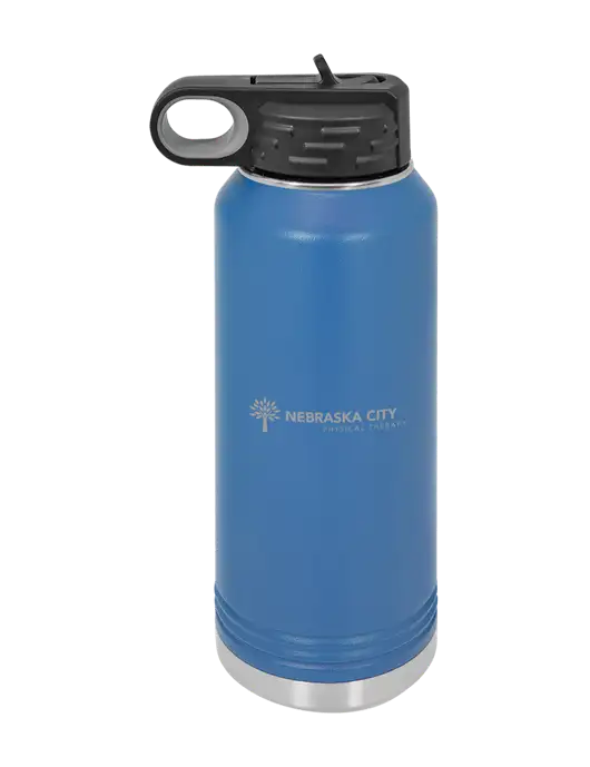 Polar Camel 32 oz Powder Coated Royal Vacuum Insulated Water Bottle w/Nebraska City Logo