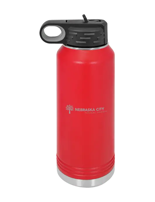 Polar Camel 32 oz Powder Coated Red Vacuum Insulated Water Bottle w/Nebraska City Logo