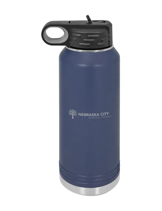 Polar Camel 32 oz Powder Coated Navy Vacuum Insulated Water Bottle w/Nebraska City Logo