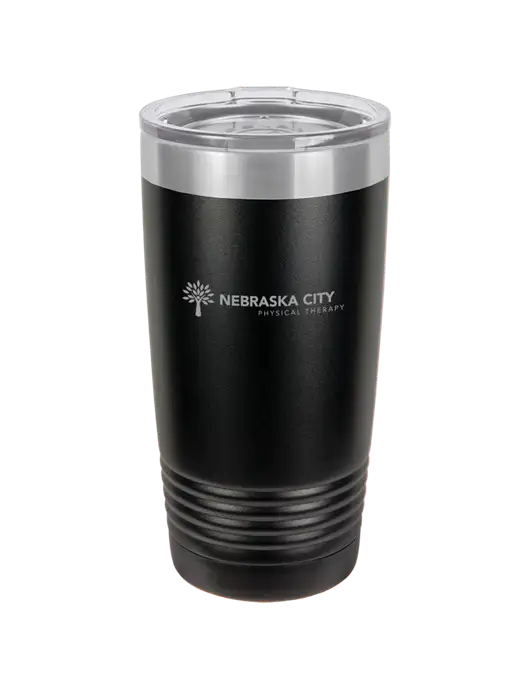 Polar Camel 20 oz Powder Coated Black Vacuum Insulated Tumbler w/Nebraska City Logo