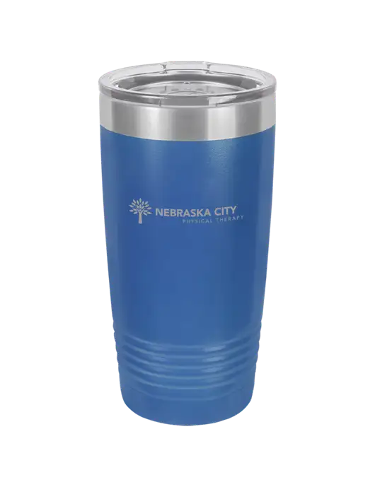 Polar Camel 20 oz Powder Coated Royal Vacuum Insulated Tumbler w/Nebraska City Logo