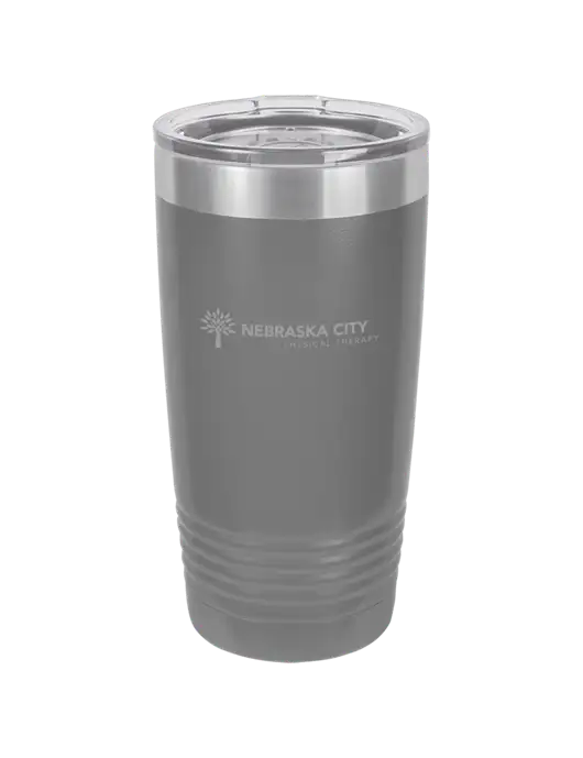 Polar Camel 20 oz Powder Coated Grey Vacuum Insulated Tumbler  w/Nebraska City Logo