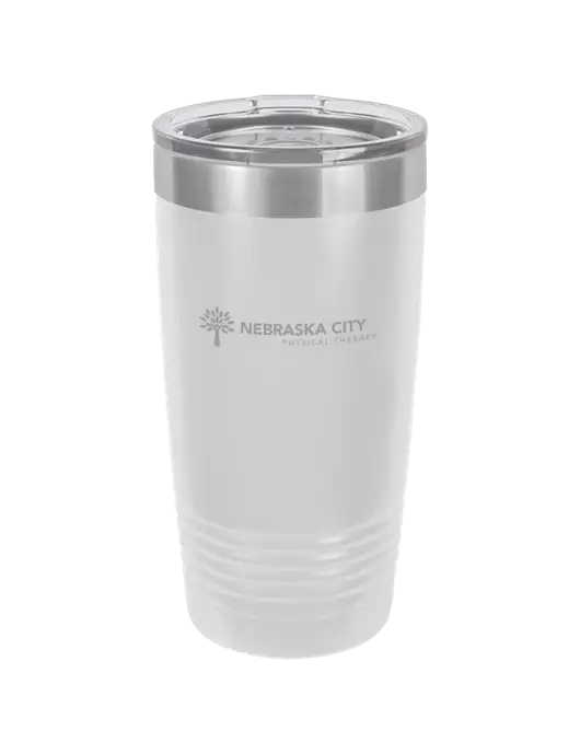 Polar Camel 20 oz Powder Coated White Vacuum Insulated Tumbler  w/Nebraska City Logo