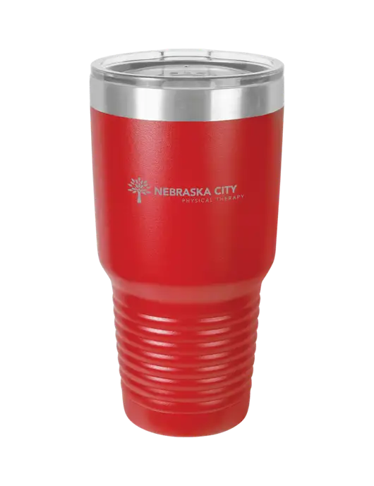 Polar Camel 30 oz Powder Coated Red Vacuum Insulated Tumbler  w/Nebraska City Logo