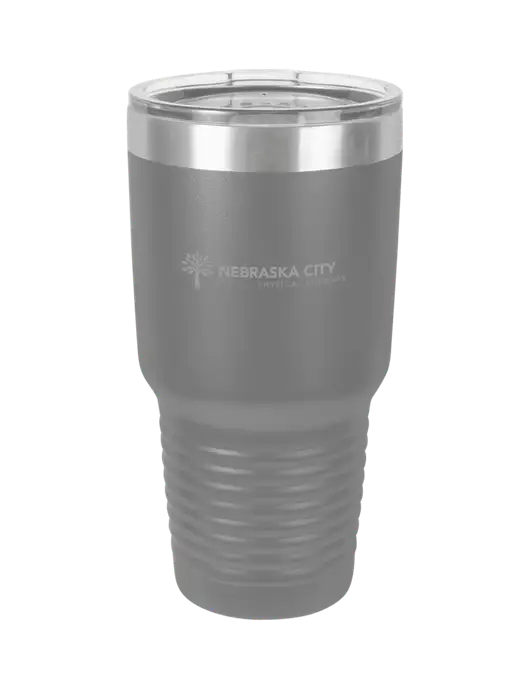 Polar Camel 30 oz Powder Coated Grey Vacuum Insulated Tumbler w/Nebraska City Logo