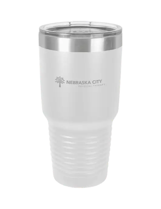 Polar Camel 30 oz Powder Coated White Vacuum Insulated Tumbler  w/Nebraska City Logo