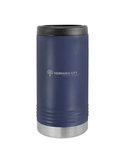Polar Camel Powder Coated Navy Vacuum Insulated Slim Beverage Holder w/Nebraska City Logo