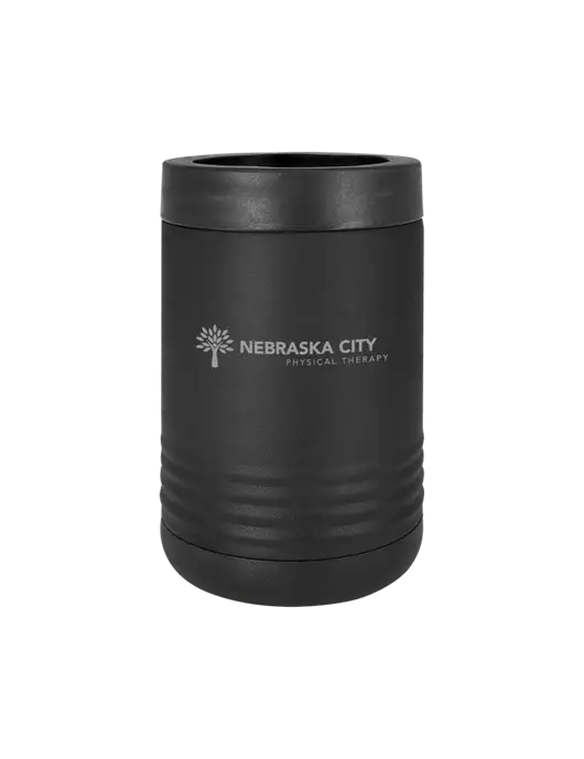 Polar Camel 12 oz Powder Coated Black Vacuum Insulated Beverage Holder w/Nebraska City Logo