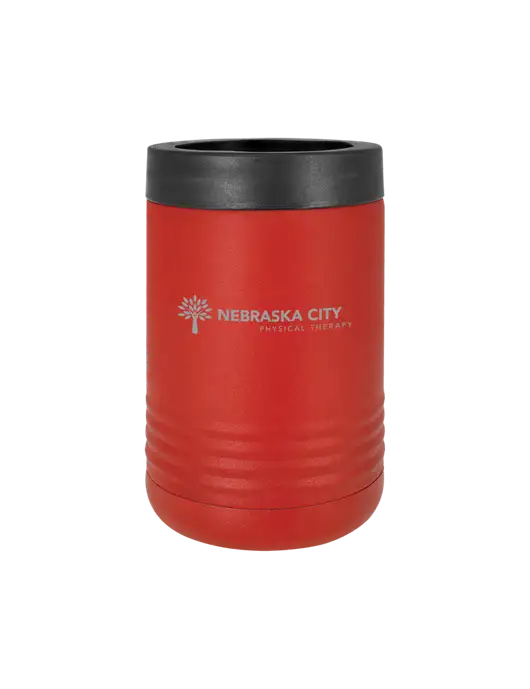Polar Camel 12 oz Powder Coated Red Vacuum Insulated Beverage Holder w/Nebraska City Logo