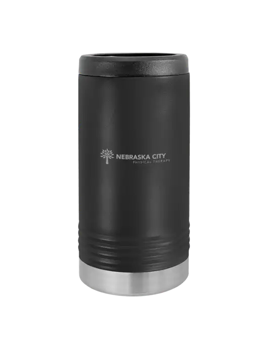 Polar Camel Powder Coated Black Vacuum Insulated Slim Beverage Holder w/Nebraska City Logo