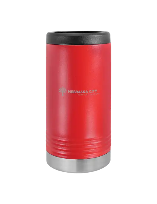 Polar Camel Powder Coated Red Vacuum Insulated Slim Beverage Holder w/Nebraska City Logo