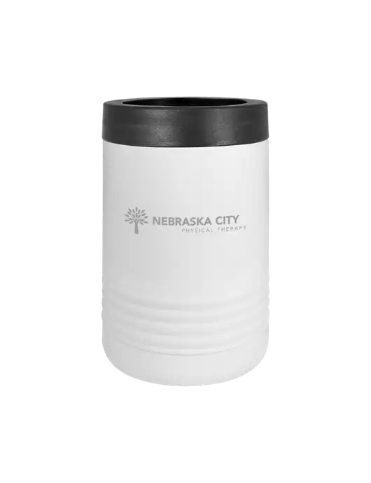 Polar Camel 12 oz Powder Coated White Vacuum Insulated Beverage Holder w/Nebraska City Logo
