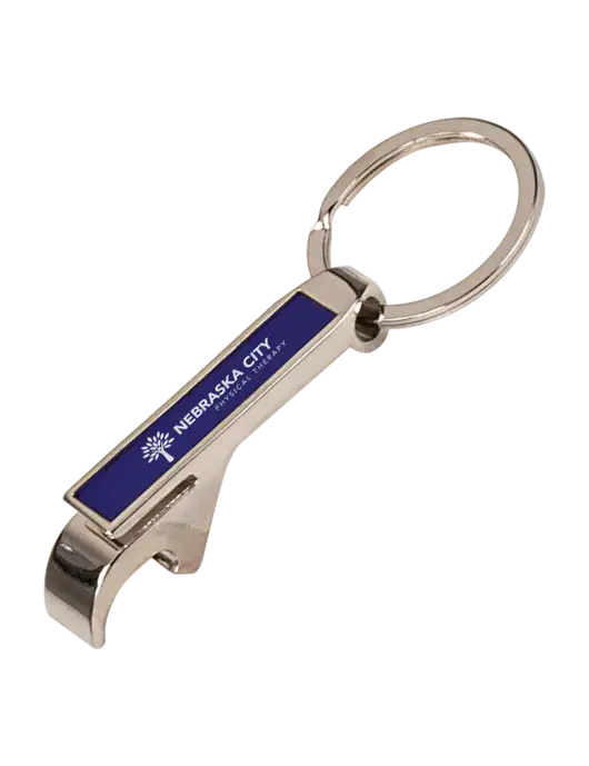 Blue Bottle Opener Keychain w/Nebraska City Logo