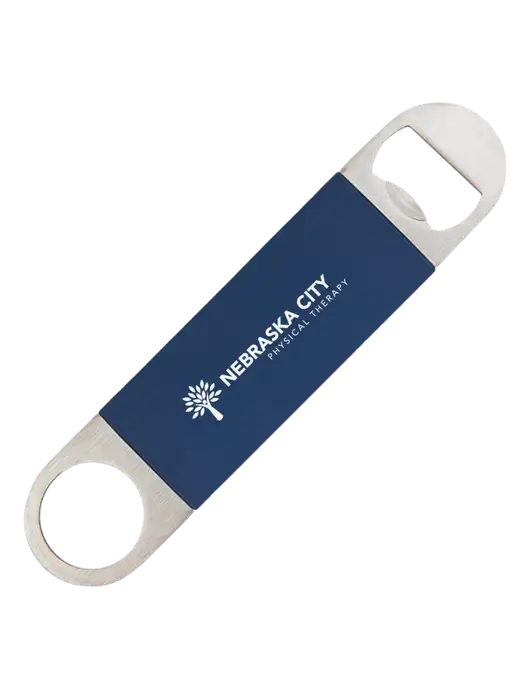 Navy Bottle Opener with Silicone Grip w/Nebraska City Logo