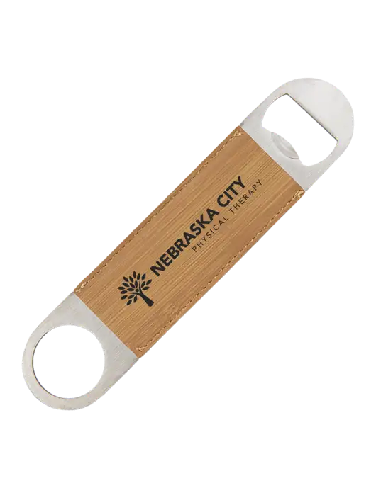 Bamboo Leatherette Bottle Opener w/Nebraska City Logo