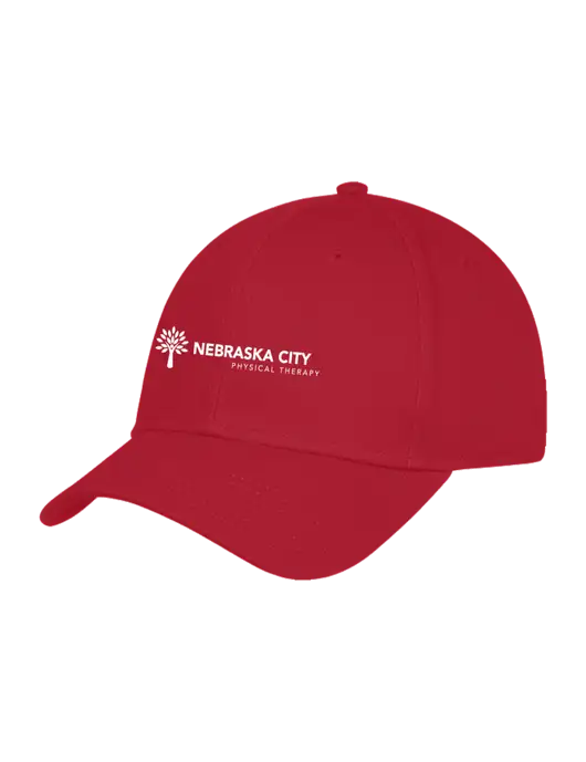 Red Structured Cap Hook & Loop w/Nebraska City Logo