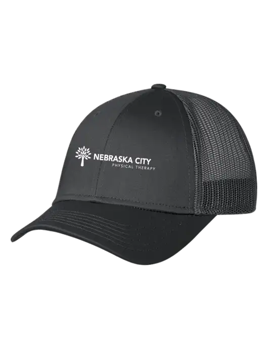 Charcoal Mesh Trucker Cap Snap Back w/Nebraska City Logo