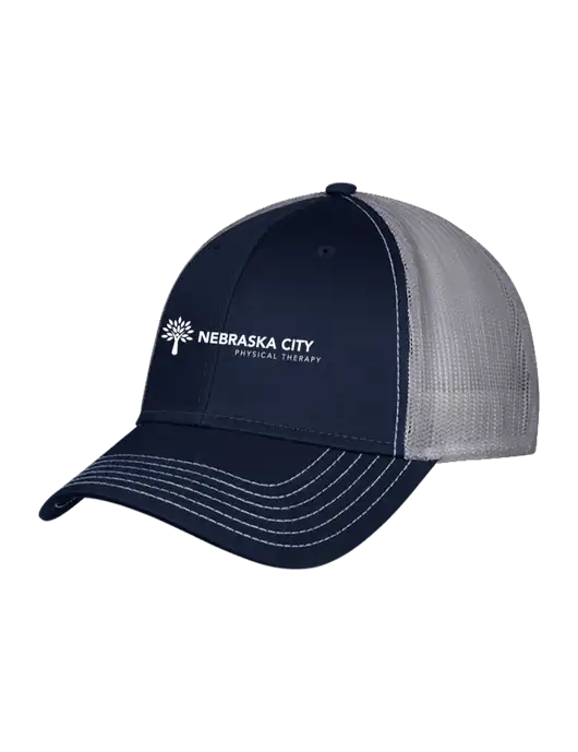 Navy & Grey Mesh Trucker Cap Snap Back w/Nebraska City Logo
