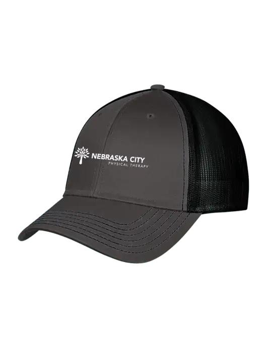 Charcoal & Black Mesh Trucker Cap Snap Back w/Nebraska City Logo