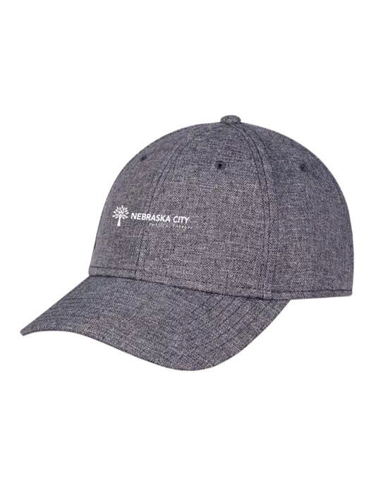 Heather Charcoal Structured Linen Look Cap Hook & Loop w/Nebraska City Logo