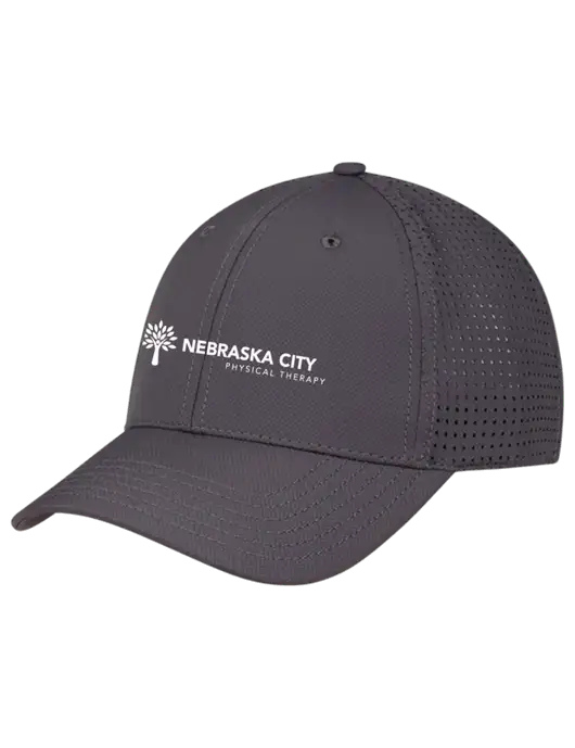 Charcoal Performance Stretchable Cap Hook & Loop w/Nebraska City Logo
