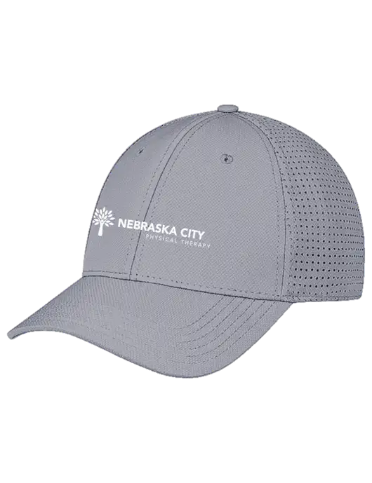 Grey Performance Stretchable Cap Hook & Loop w/Nebraska City Logo