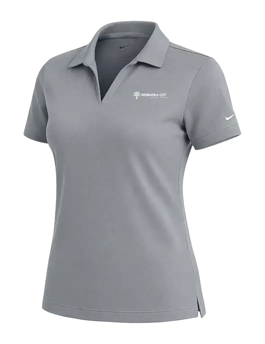 NIKE Medium Grey Womens Dri-Fit Micro Pique Polo w/Nebraska City Logo
