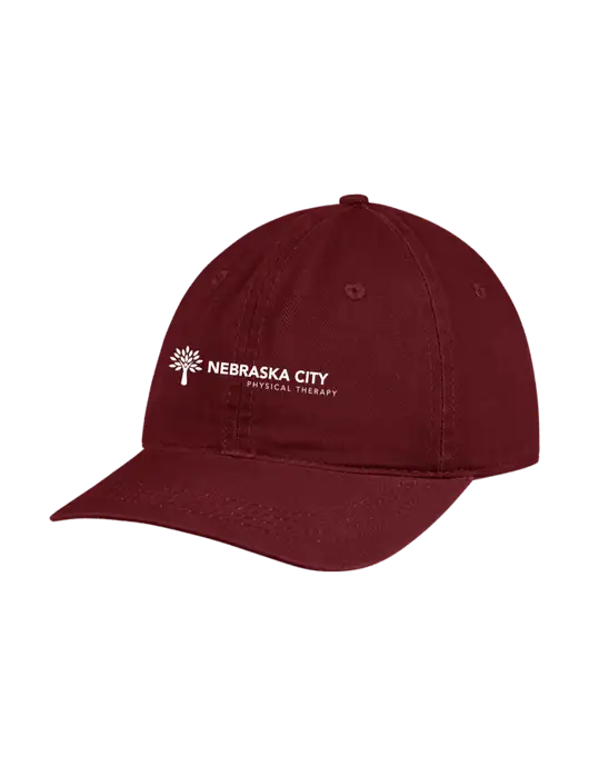 Garment Washed Unstructured Twill Maroon Cap w/Nebraska City Logo