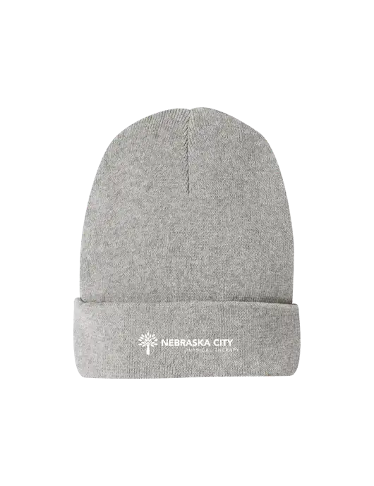 Recycled Light Heather Grey Beanie w/Nebraska City Logo