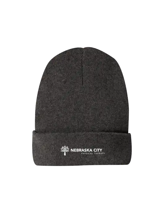 Recycled Charcoal Heather Beanie w/Nebraska City Logo