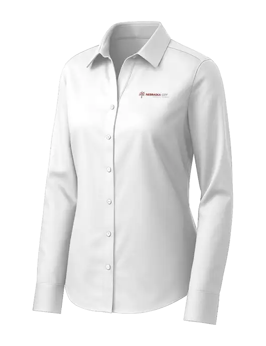 Brooks Brothers Womens White Wrinkle-Free Stretch Pinpoint Shirt w/Nebraska City Logo